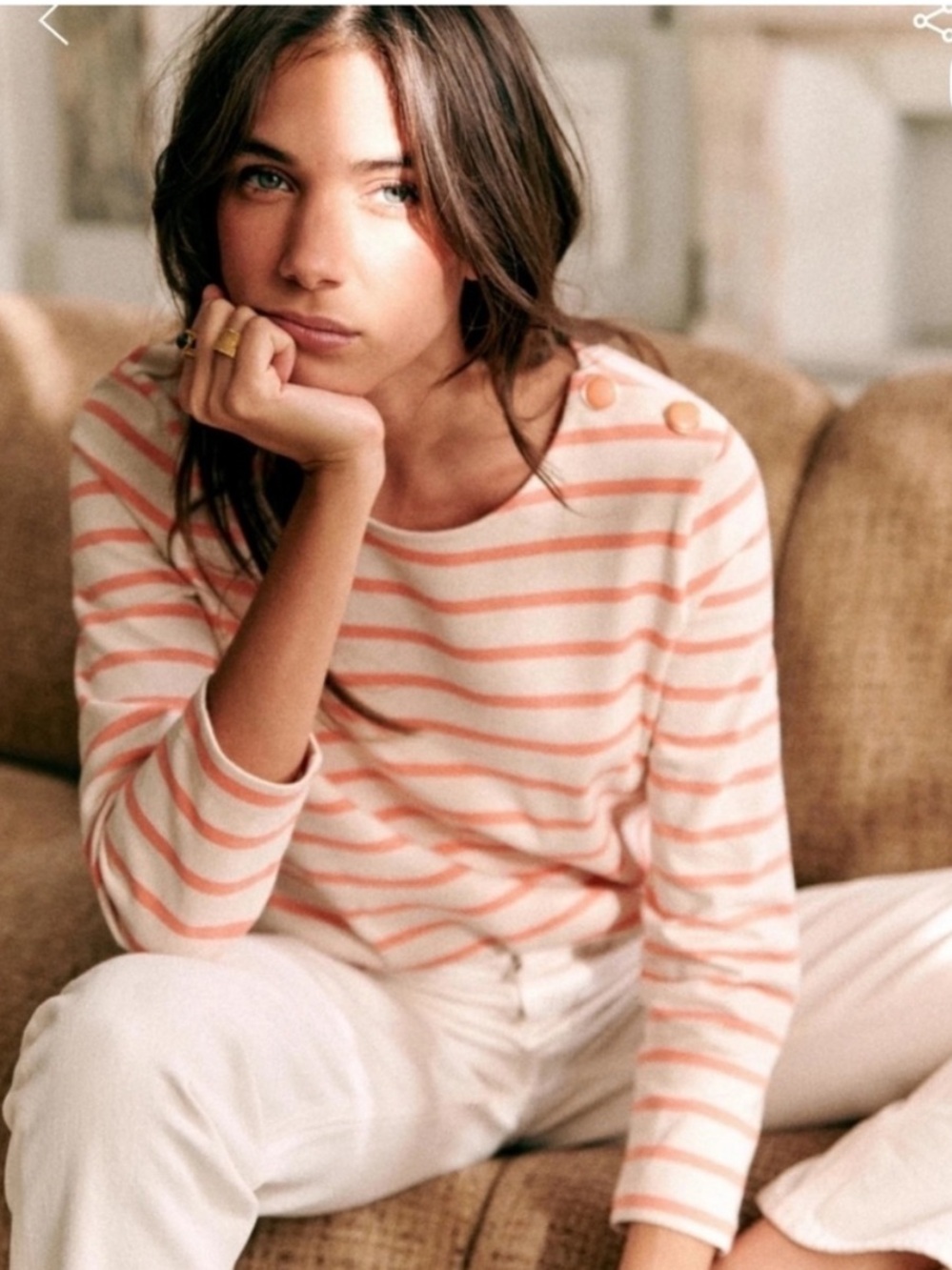 Sezane Colette Mariniere Coral Shirt XS